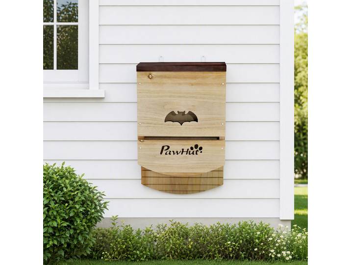 PawHut Lot de 3 Nichoirs Chauve-Souris Bois Naturel 23x9,5x36,5 cm