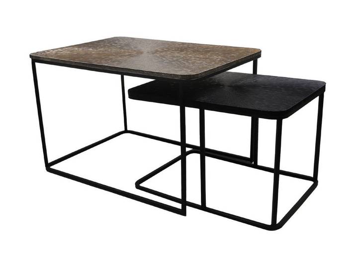 Natur24 Beistelltisch Couchtisch Beistelltisch Zweisatztisch 2er Set Gold Schwarz