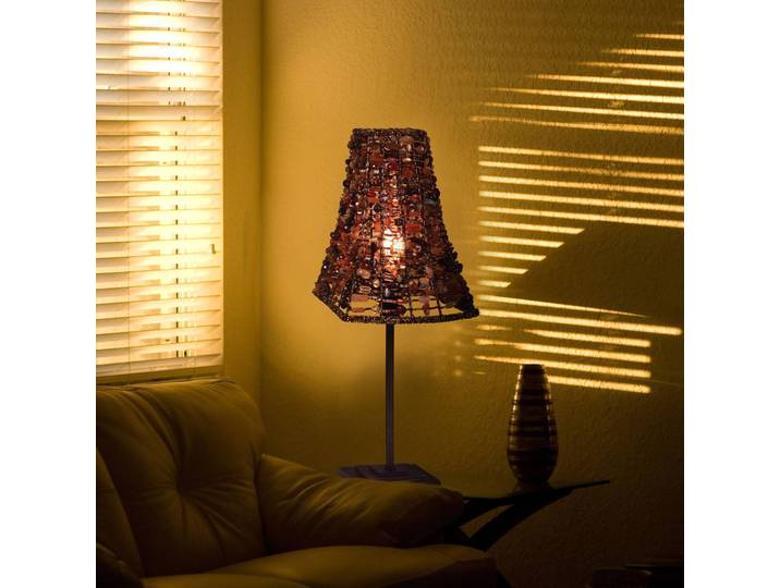 Näve Fensterbank Tischlampe Bella, braun / rost, für Wohn- / Esszimmer, Stein, Marokkanisch / Orientalisch