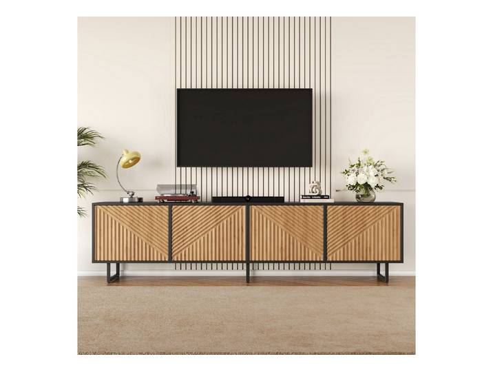 Odikalo TV-Schrank Lowboard Fernsehschrank TV-Bank (180 x 40 x 50 cm großer TV-Schrank für das Wohnzimmer mit 4 Schranktüren, Mit 4 Schranktüren,Vakuumgeformtes Gehäusedesign,Geeignet für 80-Zoll-Fernseher)