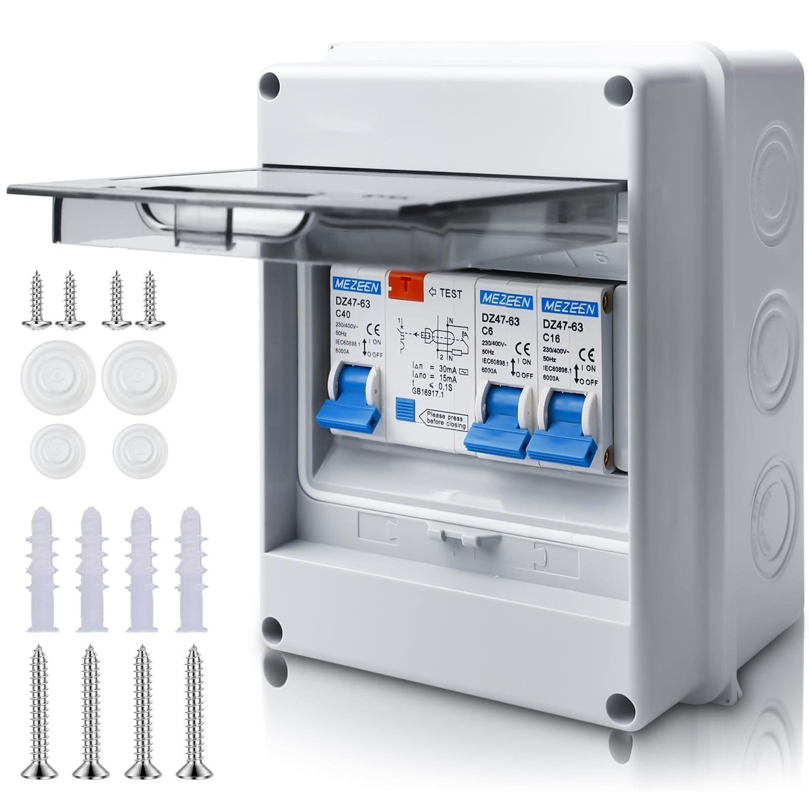 Selius Zekeringkast opbouw IP65 met 40A aardlekschakelaar, 5 modules