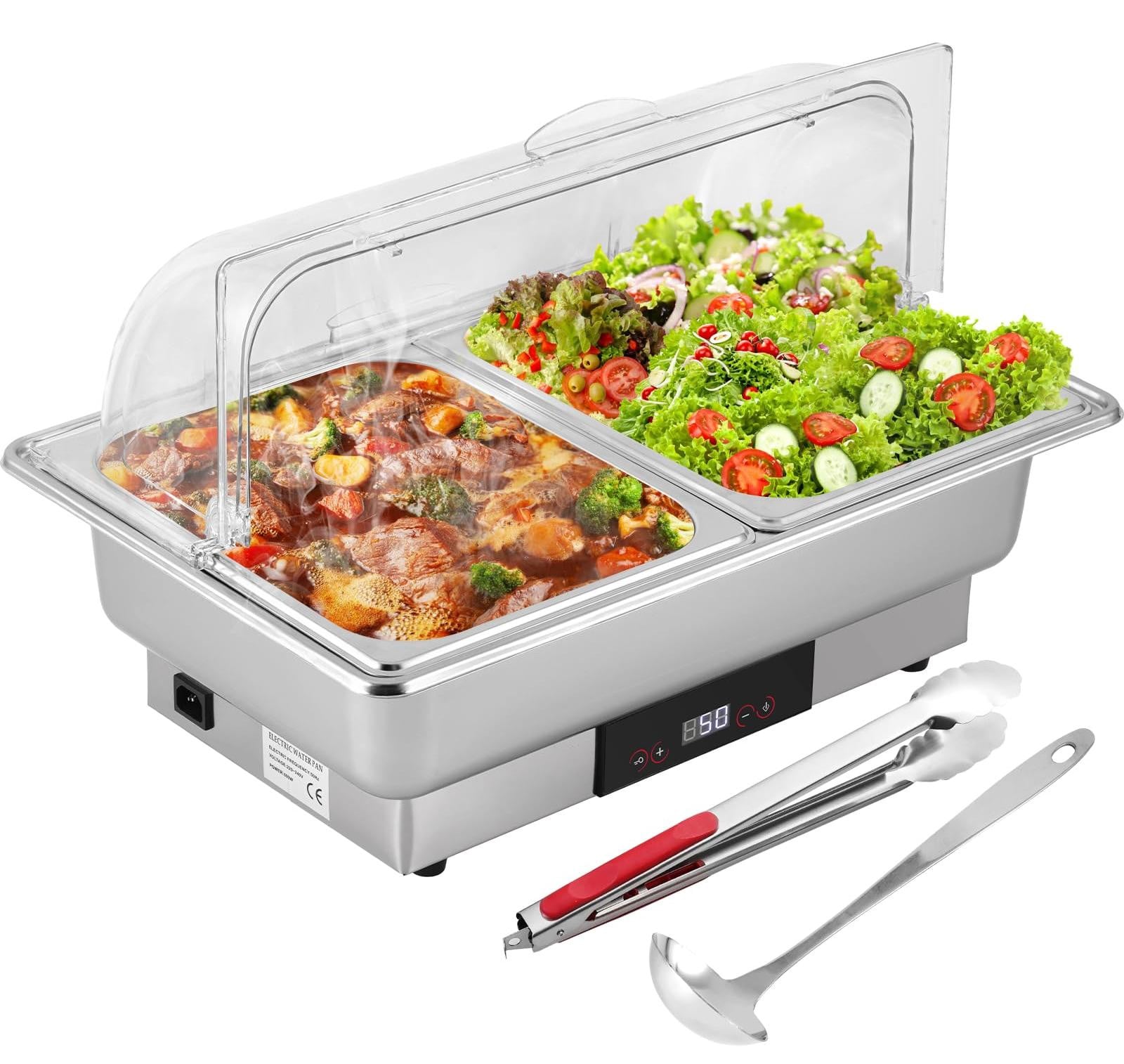 Dripio Elektrische chafing dish van roestvrij staal met temperatuurregeling, 9 liter