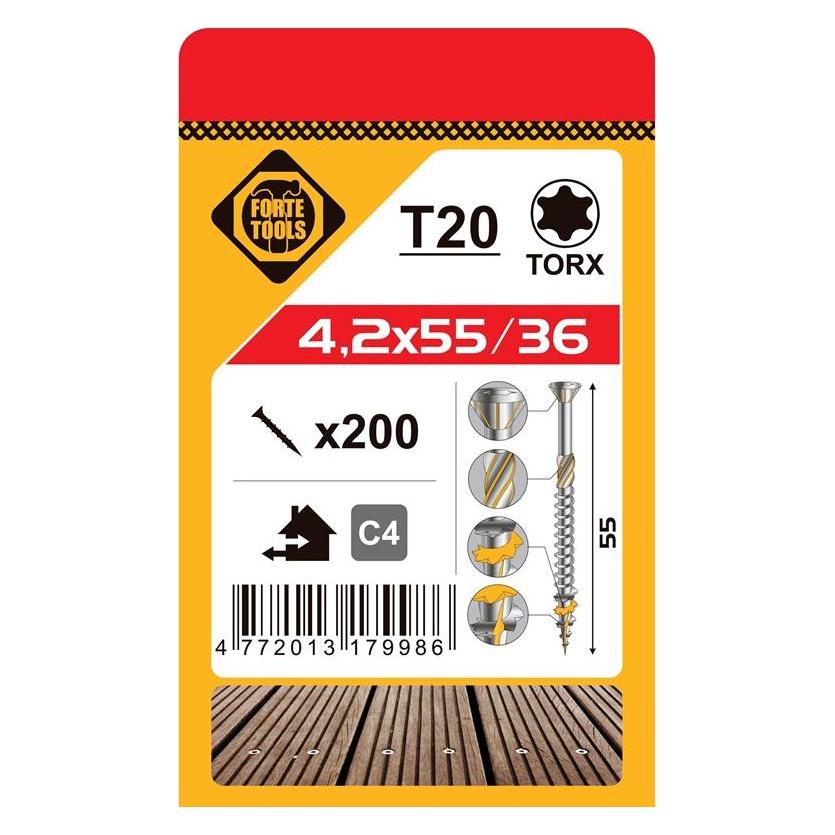 Forte tools TERRACE SCREW T20 4.2X55 A2 (200) (200 Schrauben pro Stück) (36517967)