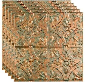 Fasade FASÄDE Traditional Style 2 Decorative Vinyl 2ft x 2ft Lay in Ceiling Panel in Copper Fantasy (5 Pack)