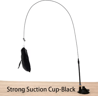 Inspire Curations BounceBird Hands Free Interactive Cat Wand Toy strong Suction Black
