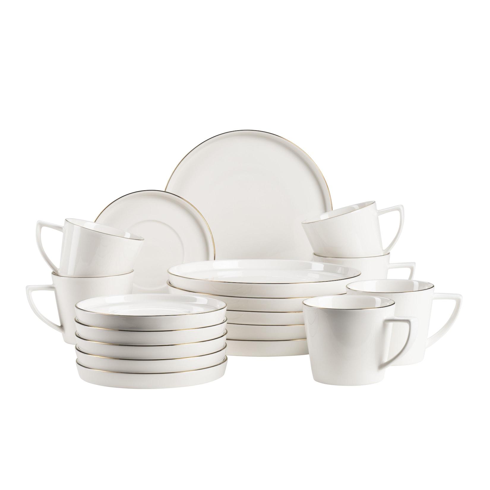Mäser Kaffeeservice, Porzellan Sita Weiß / Gold