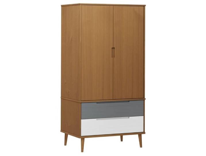 Garde-robe - SALALIS - MOLDE - Bois massif de pin - 2 portes - 90x55x175 cm
