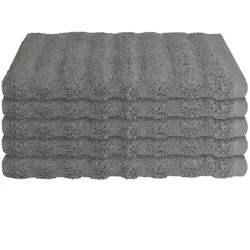 Schiesser Gästetuchset Neapel - 5-teilig - 30 x 50 cm - Dunkelgrau