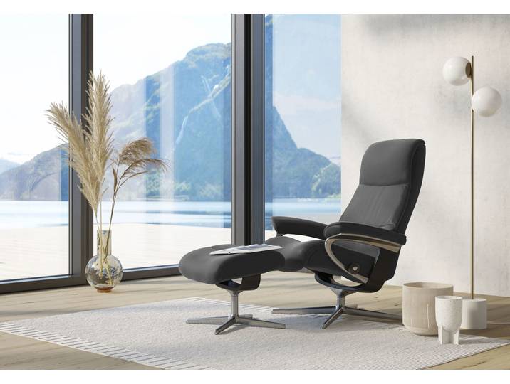 Relaxsessel, 91x110x85 cm, Leder Batick, Grau, Cross Base, Modern, Stressless