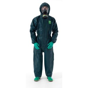 Ansell Schutzanzug AlphaTec 4000 Modell 111, grün, Größe M, mit Kapuze, Einweg-Overall, PSA-Kategorie 3 Typ 3/4/5