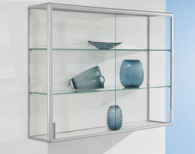 Wand-Präsentationsvitrine, 1020 x 300 x 1020 mm, silber