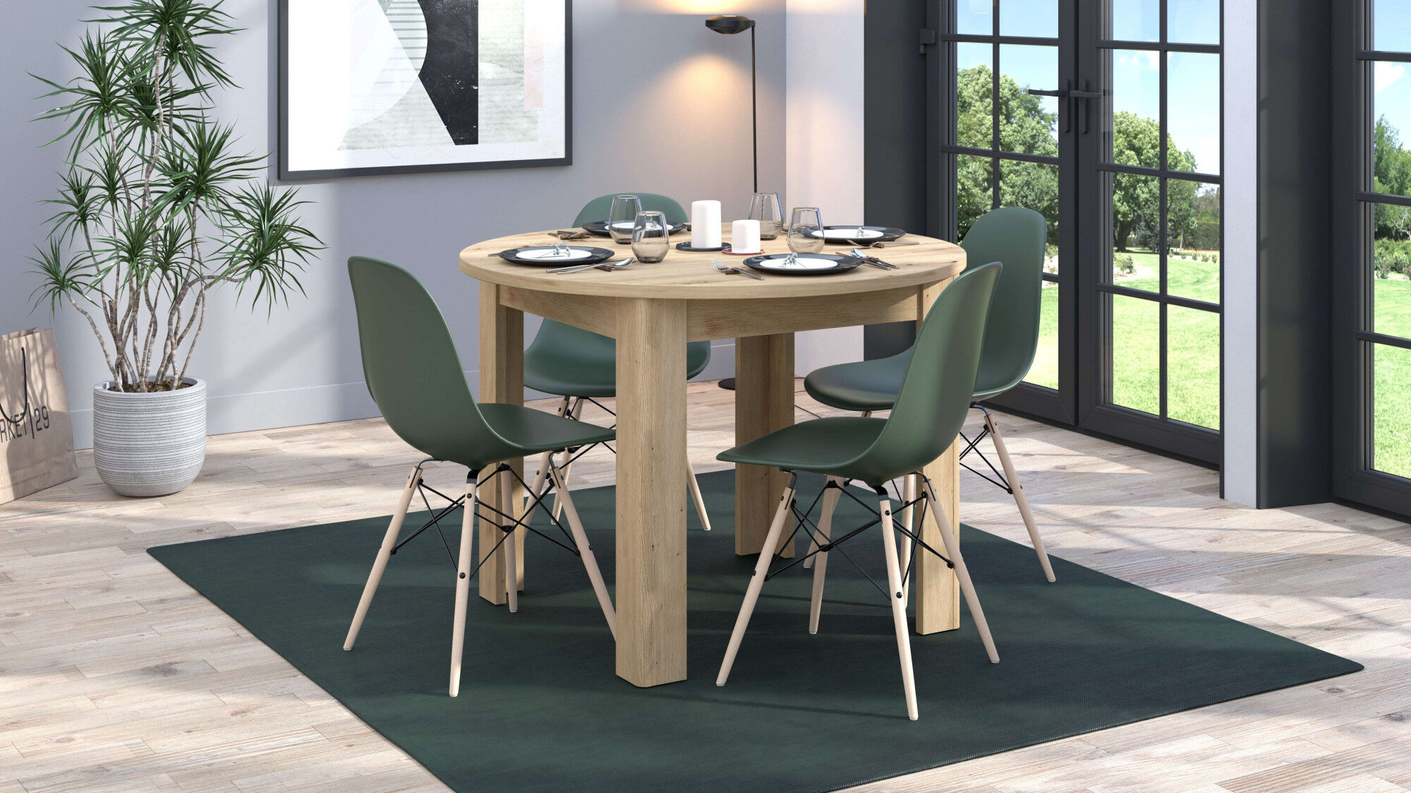 Esstisch HOME AFFAIRE "Ancona runder Tisch, 106 cm, MFD Tischplatte", braun (artisan eiche), B:106,5cm H:76,5cm T:106,5cm, Tische, Esstisch, in verschiedenen modern Farben, Ideal für eine moderne Küche artisan eiche B/H/T: 106,5cm x 76,5cm x 106,5cm, Arti