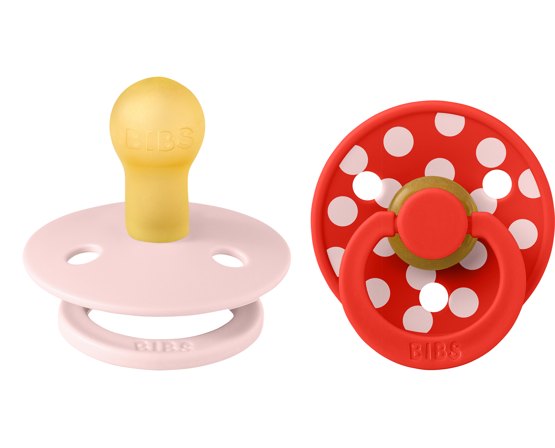 BIBS Pacifier Studio Colour 2 PACK Polka Latex Size 1 Blossom/Candy Apple 2 stk