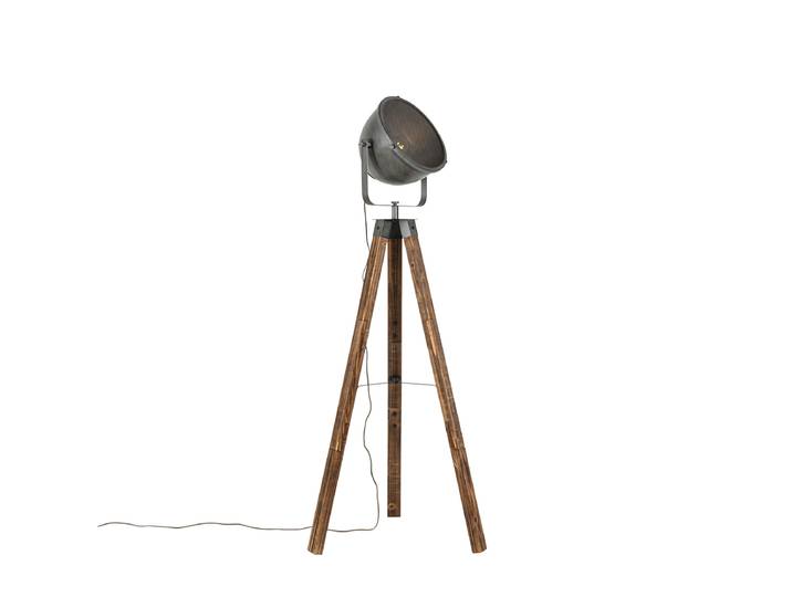 Lampadaire industriel trépied en acier avec bois inclinable -