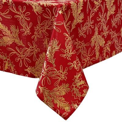 Threadmade Foil Woodland Holiday Fabric Tablecloth