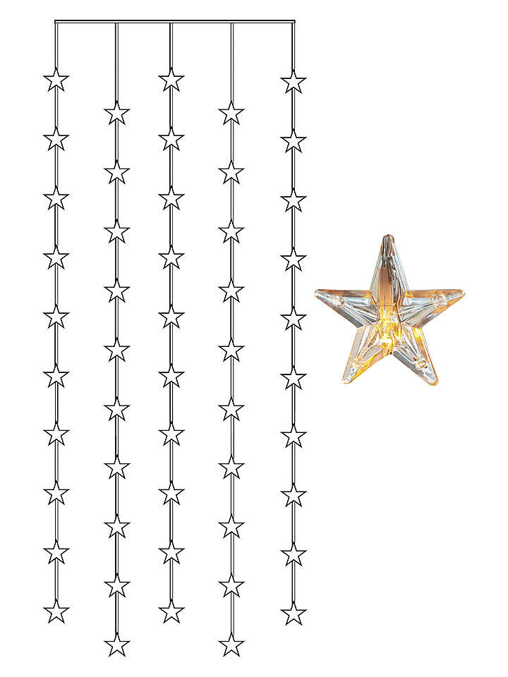 STAR Trading LED-Lichtervorhang mit Sternen in Schwarz - (B)90 x (H)200 cm - onesize