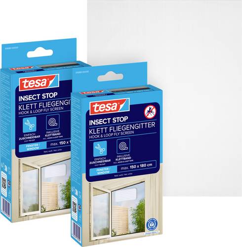 Tesa Insect Stop Klett 55680-00500-04 Fliegengitter (B x H) 150cm x 180cm Weiß 2St.