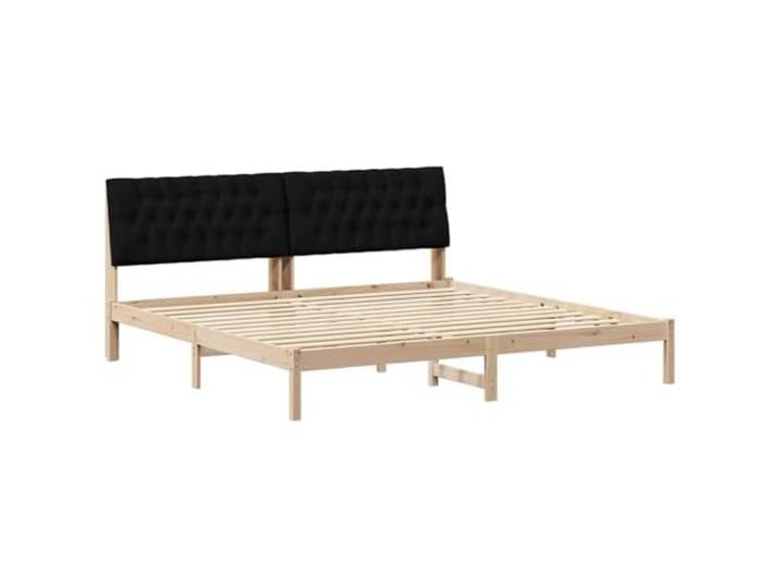 PUGYNBK Bettgestell aus Kiefernholz, 200 x 200 cm, mit gepolstertem Kopfteil