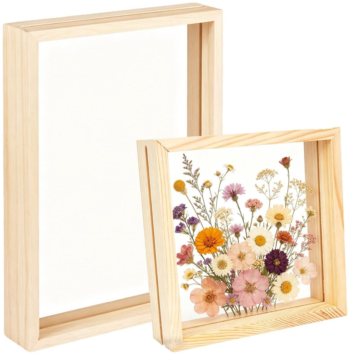 Omgoods Houten Dubbellaagse Fotolijst Set - Drijvende Lijst voor Planten en Bloemen