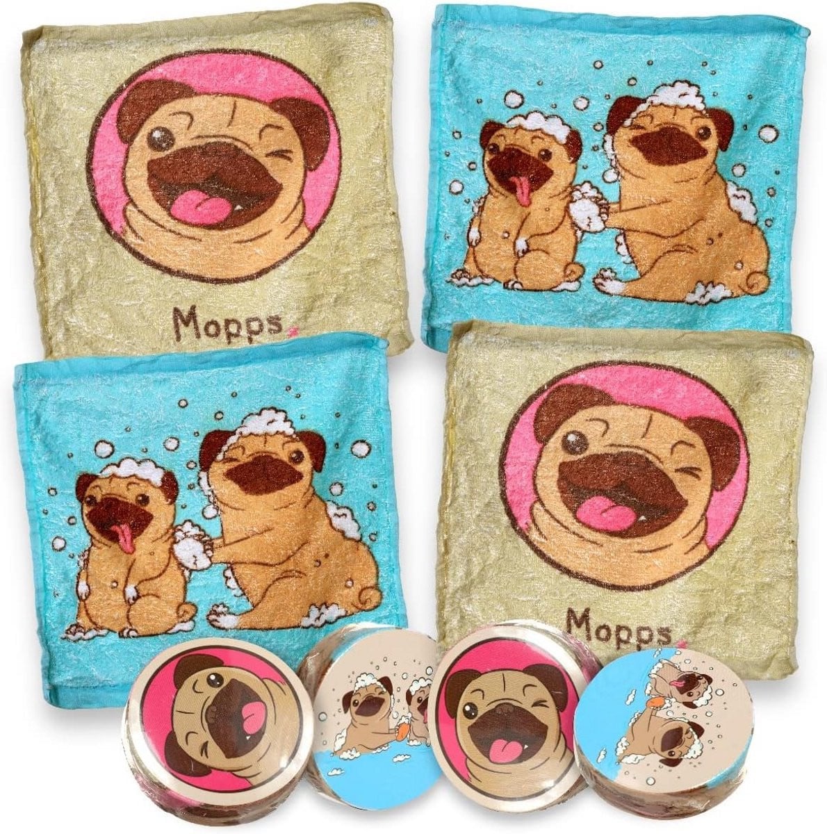 Set Magische Washandjes: 4-delige zachte katoenen handdoekjes voor kinderen
