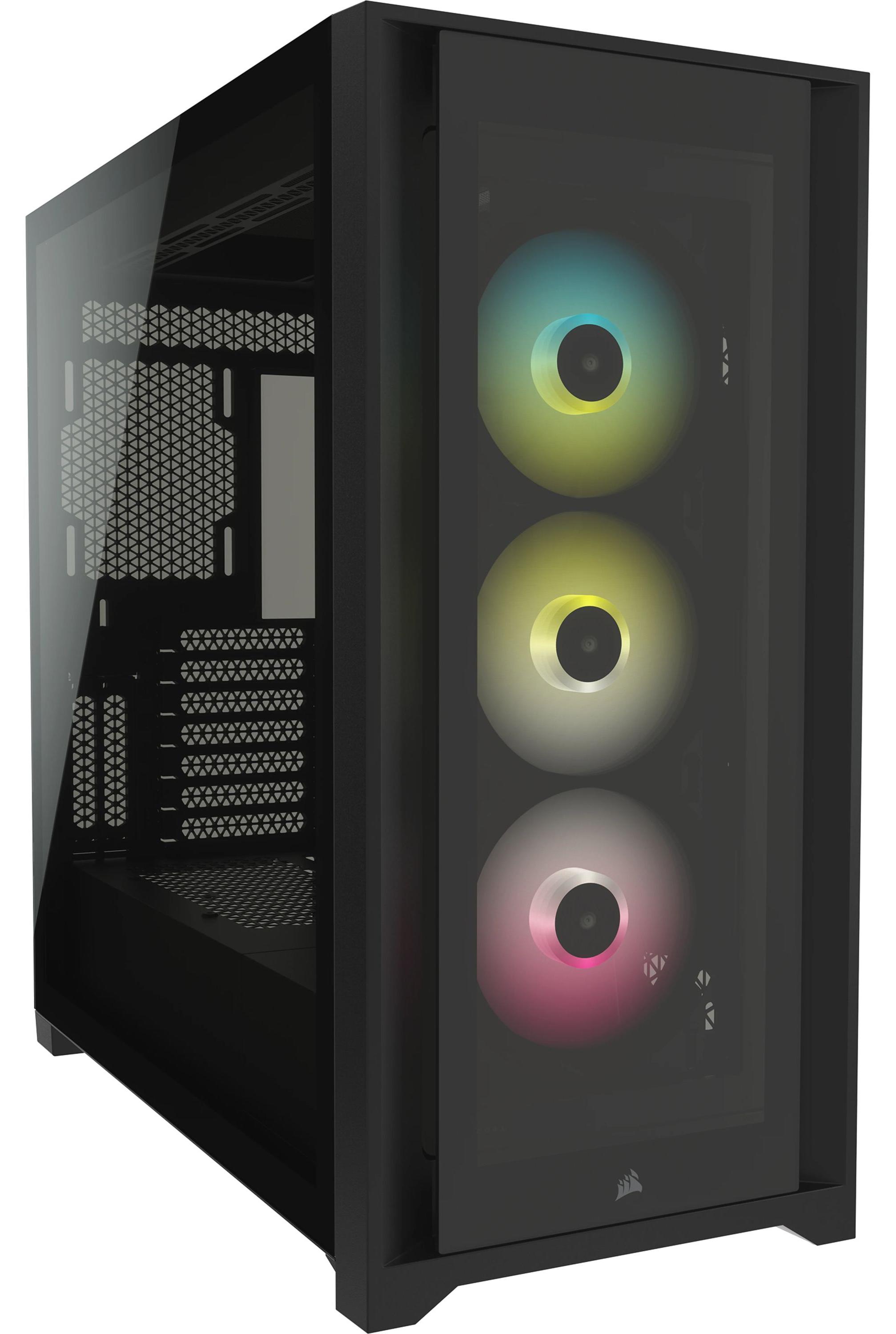 Corsair iCUE 5000X RGB, Midi Tower, PC, Schwarz, ATX, EATX, ITX, micro ATX, Mini-ITX, Kunststoff, Stahl, Gehärtetes Glas, Gaming