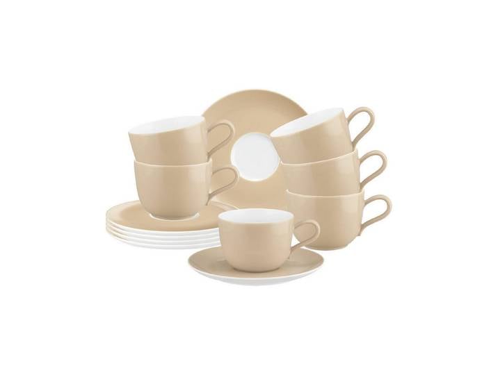 Seltmann Weiden Tasse Liberty Pure Colors Kaffeetassen mit Untertassen, 12-tlg., Porzellan