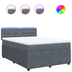 vidaXL Boxspringbett mit Matratze Dunkelgrau 160x200 cm Samt