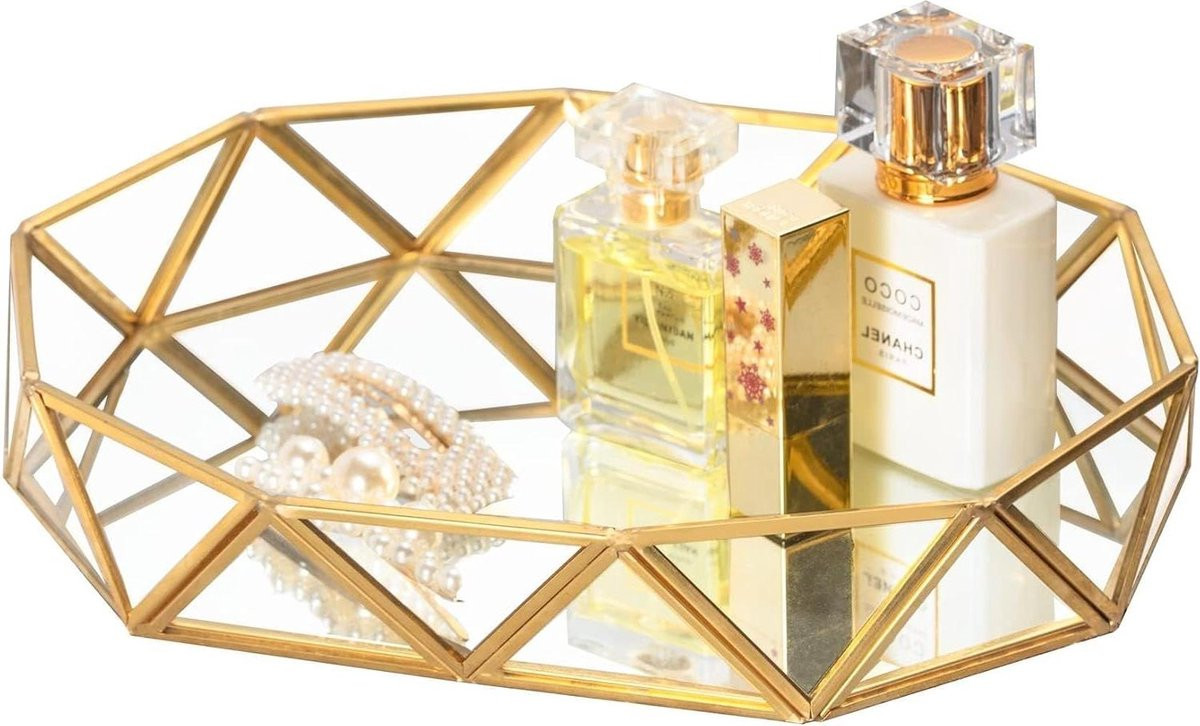 Gouden gespiegelde parfumlade - Cosmetische organizer voor make-up en sieraden