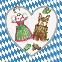 Ambiente 20 Servietten Papier 33x33cm 3-lagig - hochwertige Einweg Papierservietten Oktoberfest Partyservietten Dirndl Lederhose Trachten Tischdeko bayerisch