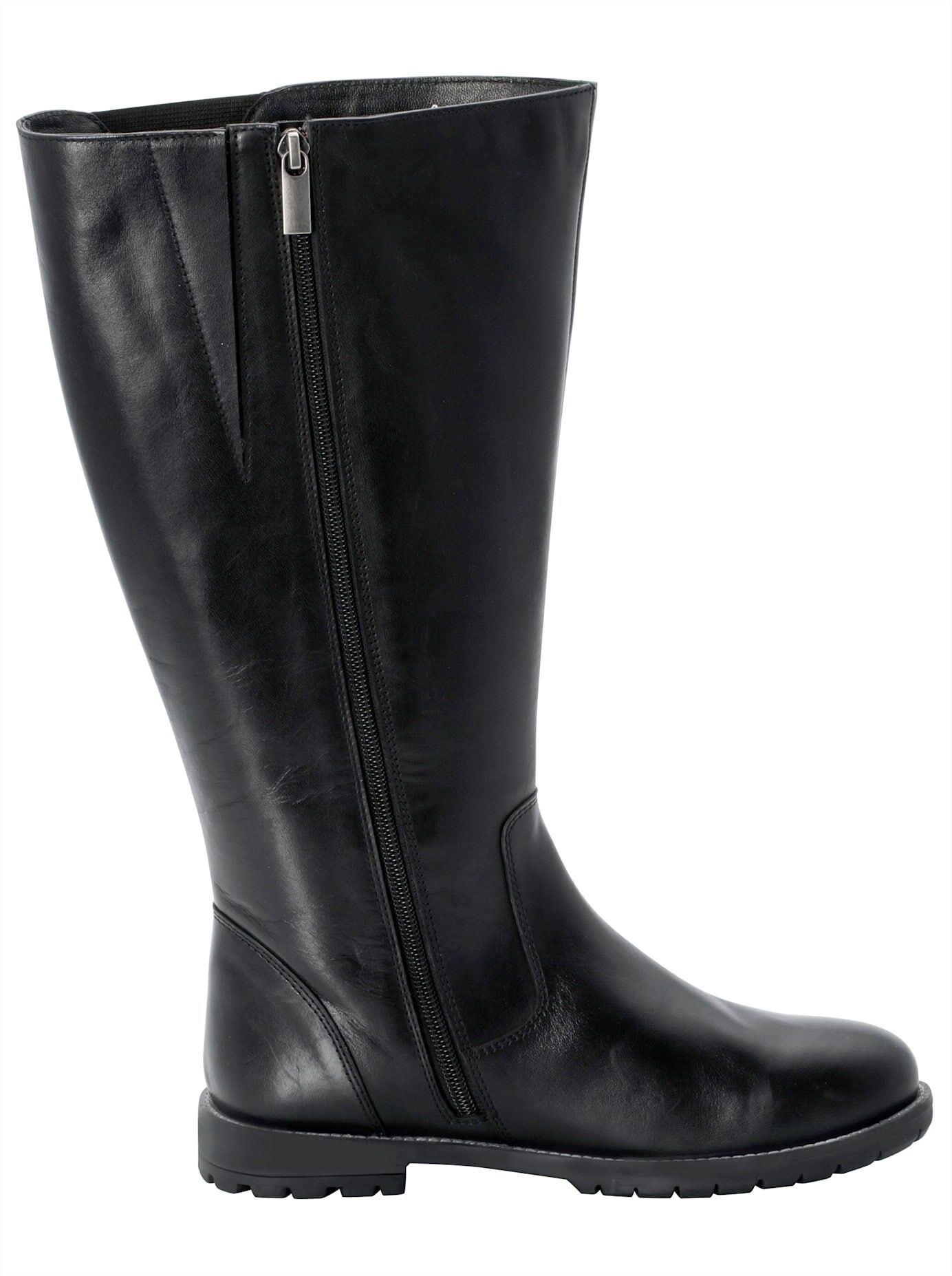 Weitschaftstiefel SHEEGO, Damen, Gr. 44, XL-Schaft, schwarz, Leder, Schuhe Weitschaftstiefel schwarz 44, XL-Schaft
