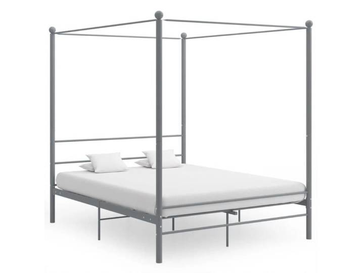 Lit Chambre HOME Structure de lit à baldaquin Gris Métal 160x200 cm Contemporain