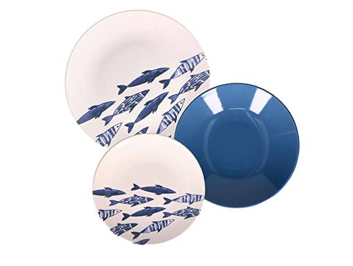 Thun Rose & Tulipani The Blu Ones Teller-Set, 18-teilig