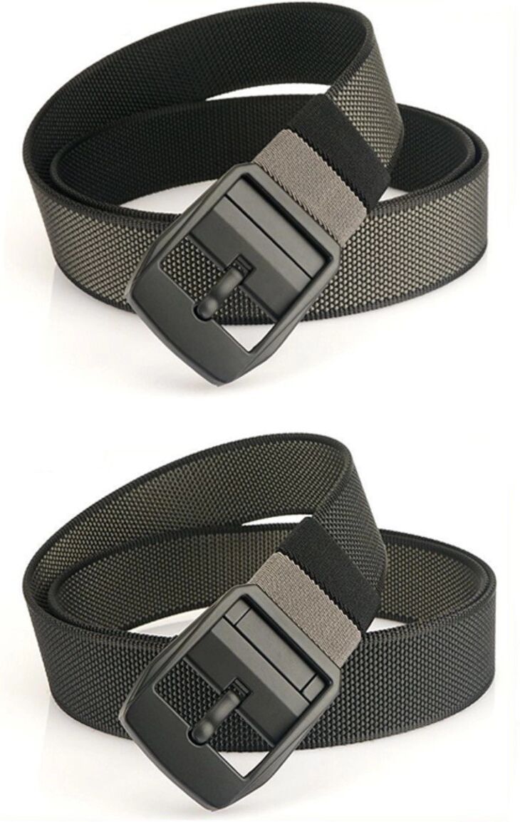INF Outdoor Nylon-Gürtel mit automatischem Verschluss und drehbarer Aluminiumschnalle, verstellbar, wendbar, 125cm Grau
