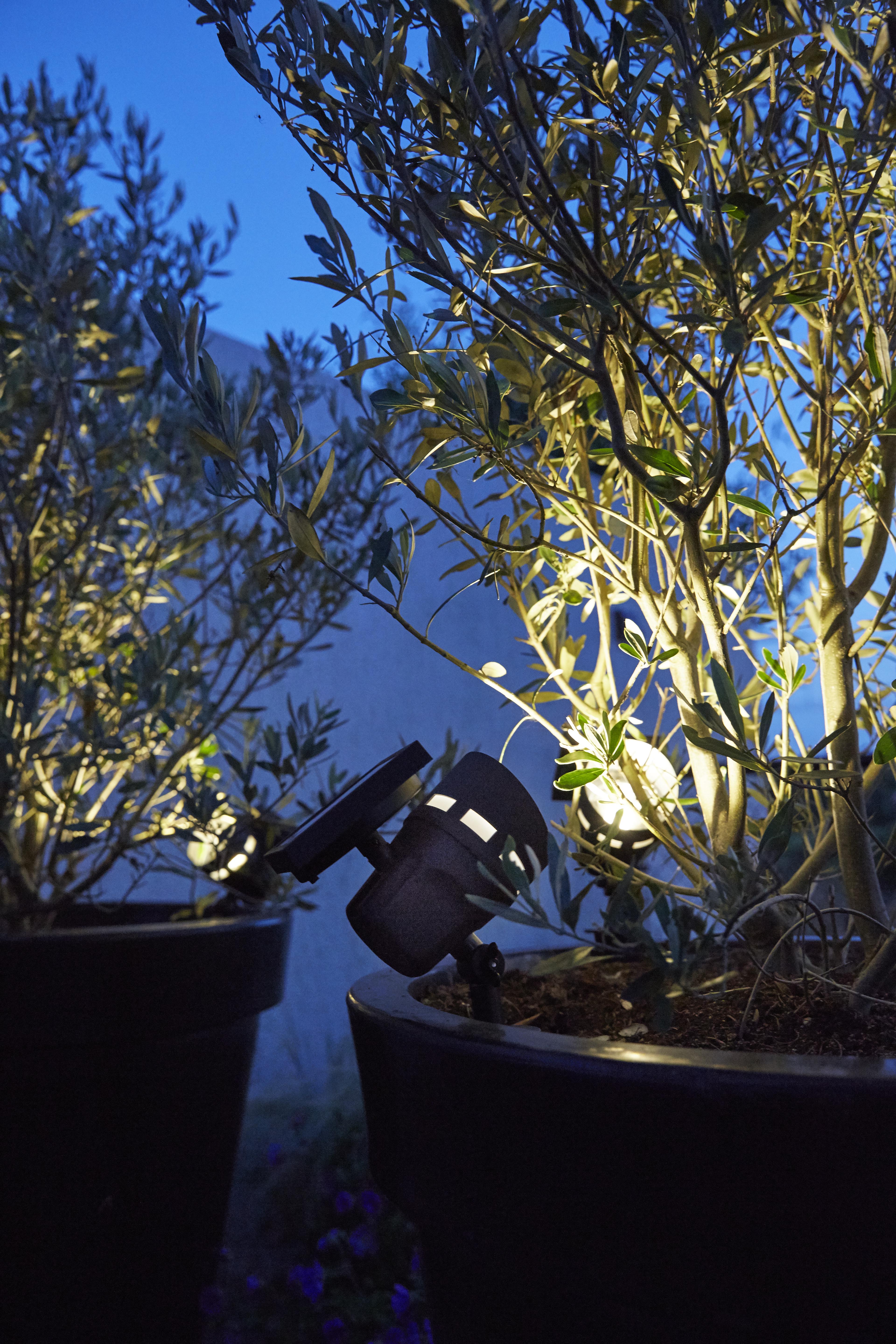Gartenstrahler LUXFORM "Solar-Intelligente Hybrid-Erdspiessleuchte -Montana", schwarz, 1 Stk., Leuchten, Gartenstrahler, Für den Aussenbereich geeignet IP33 schwarz 1 Stk.