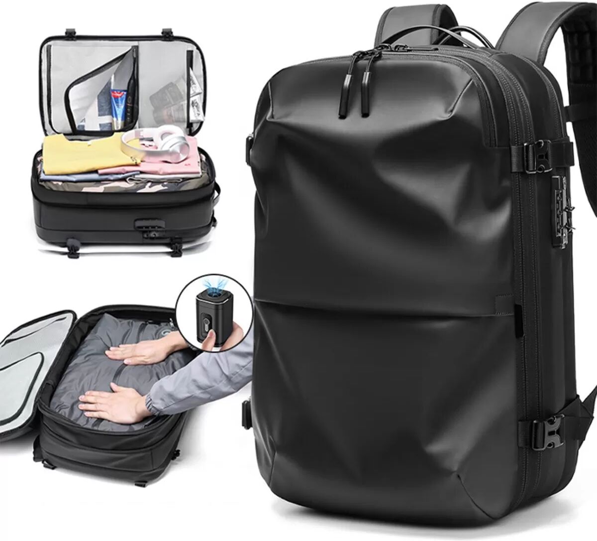 INF Sac à dos extensible 19 pouces pour ordinateur portable - Tissu Oxford, Antivol, Sac de voyage d'affaires imperméable