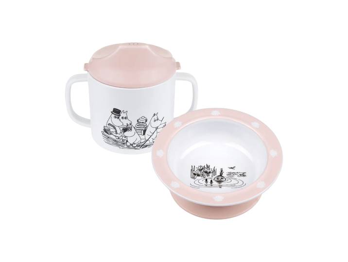 Rätt Start Mug avec bec & sous-tasse avec ventouse Mumin Vatten & Bad Rose
