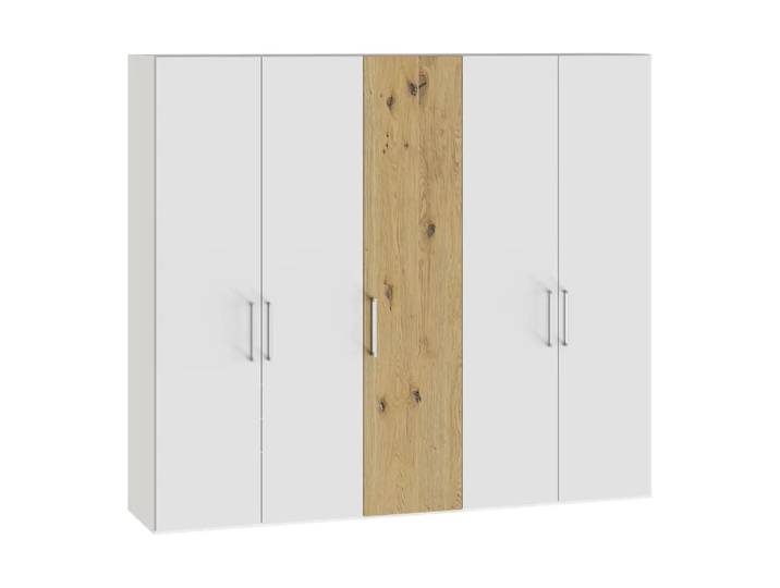 Drehtürenschrank Atlantis, Byyu, glas bianco matt/wildeiche bianco