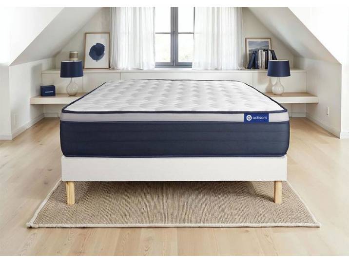 Ensemble Matelas Sommier 180x220 cm - Actiflex Max - Sommier Kit Blanc