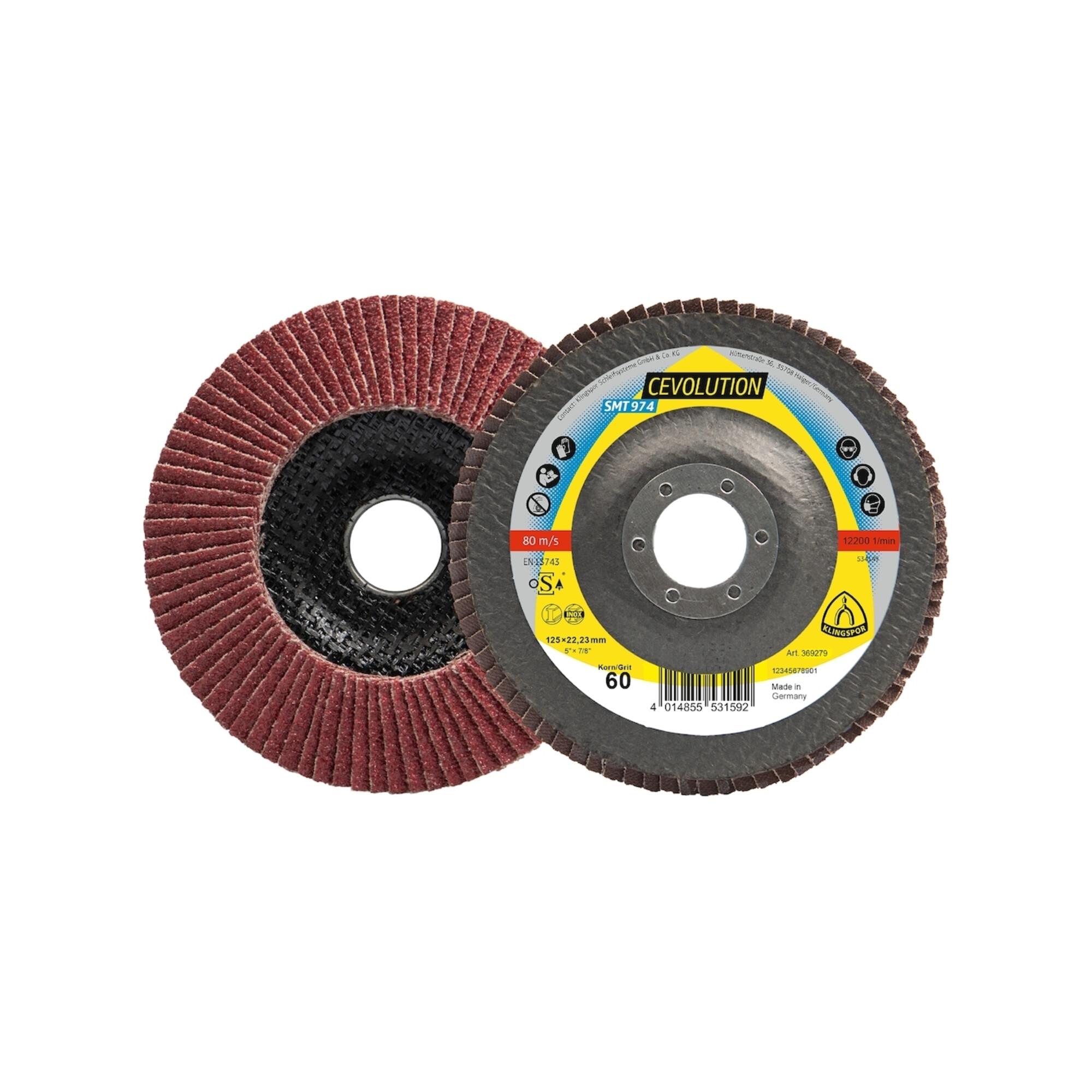 Klingspor Fächerschleifscheibe SMT 974 125x22,23mm gewölbt K80 Keramikkorund K80 (369278)