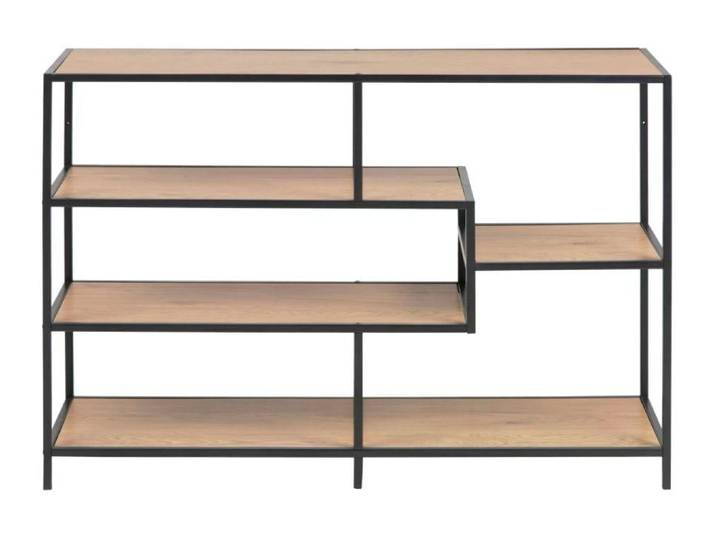Bücherregal AC DESIGN Seaford , beige (natur, schwarz), B:114cm H:78cm T:35cm, MDF, Regale, Bücherregal