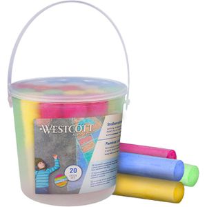 Westcott Kreide E-744981 00, 20 Stück, Straßenkreide, im Eimer, rund, bunt