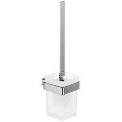 emco loft Toilettenbürstengarnitur, Wandmodell, satiniertes Kristallglas, 051500100, Farbe: Chrom