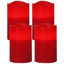 LED Kerzenset Echtwachs Advent Weihnachten flackernde LED Timer rot 4er Set