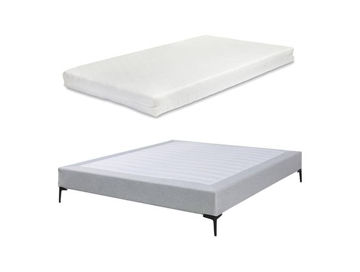 [en.casa] Polsterbett Lilla mit Matratze, Hellgrau, Textil, 140x200 cm, Schlafzimmer, Bett, Polsterbetten