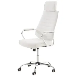 Décoshop26 - Höhenverstellbarer Drehstuhl mit Kippmechanismus weißes PVC und verchromtes Metall 10_0002628 10_0002628