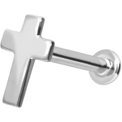 14 Karat Gold Labret mit Innengewinde KREUZ