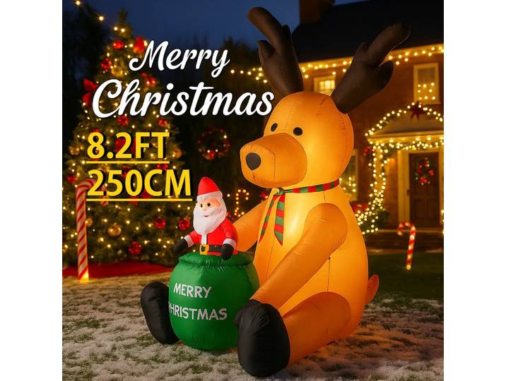 8,2 pieds lumière LED noël gonflable père noël renne jouets cour fête décoration maison ornements fournitures cadeaux de vacances de noël