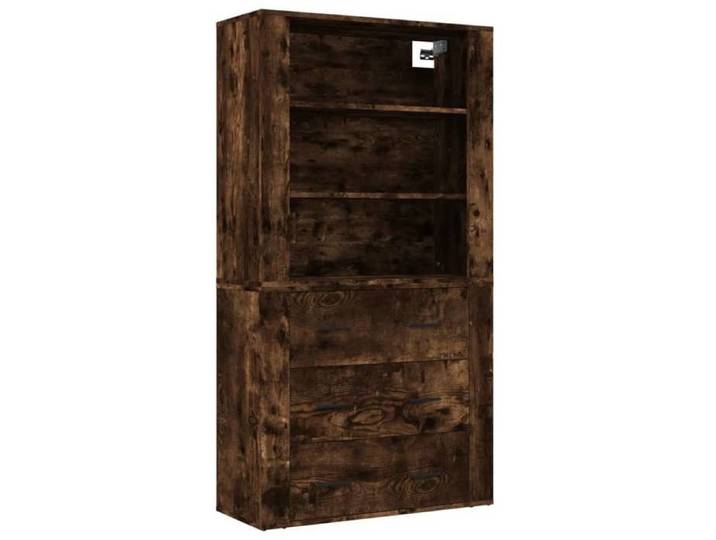 Buffet haut - - meuble haut séjour - bois d'ingénierie - chêne fumé - 80 x 33 x 70 cm{uao42k}