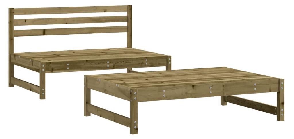 Loungeset, 2-teilig - Imprägnierte Kiefernholz - 2-Sitzer - Gartenmöbel - Massivholz - Für den Außenbereich