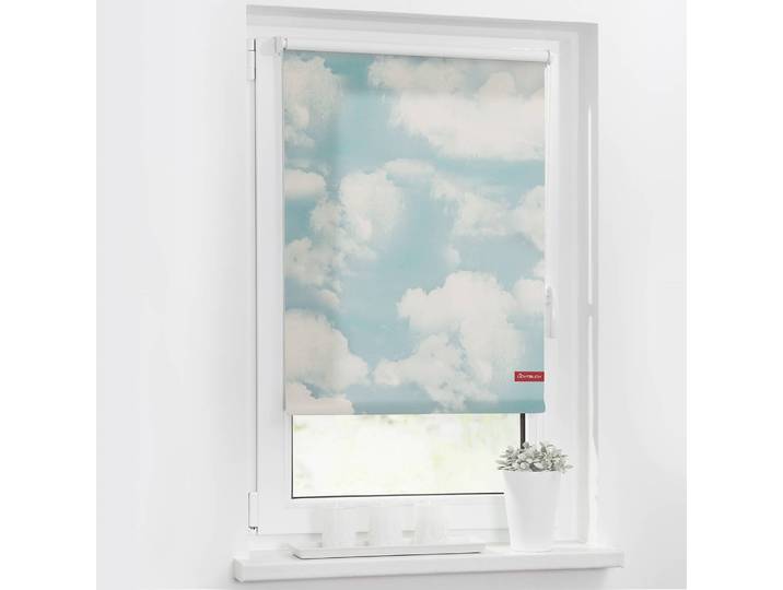 Klemmfix-Rollo Wolken 100 x 150cm Weiß